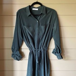 GRANA Dark Green Silk Dress